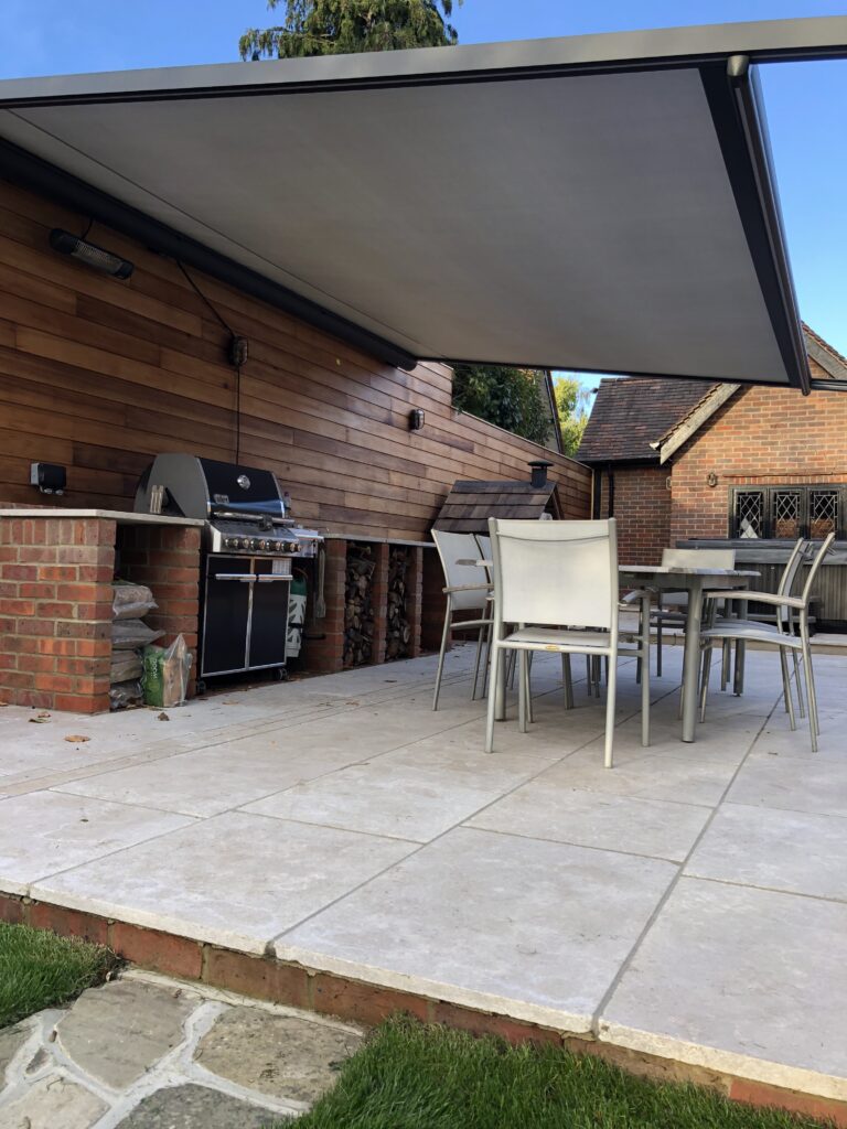 awning over outdoor kitchen