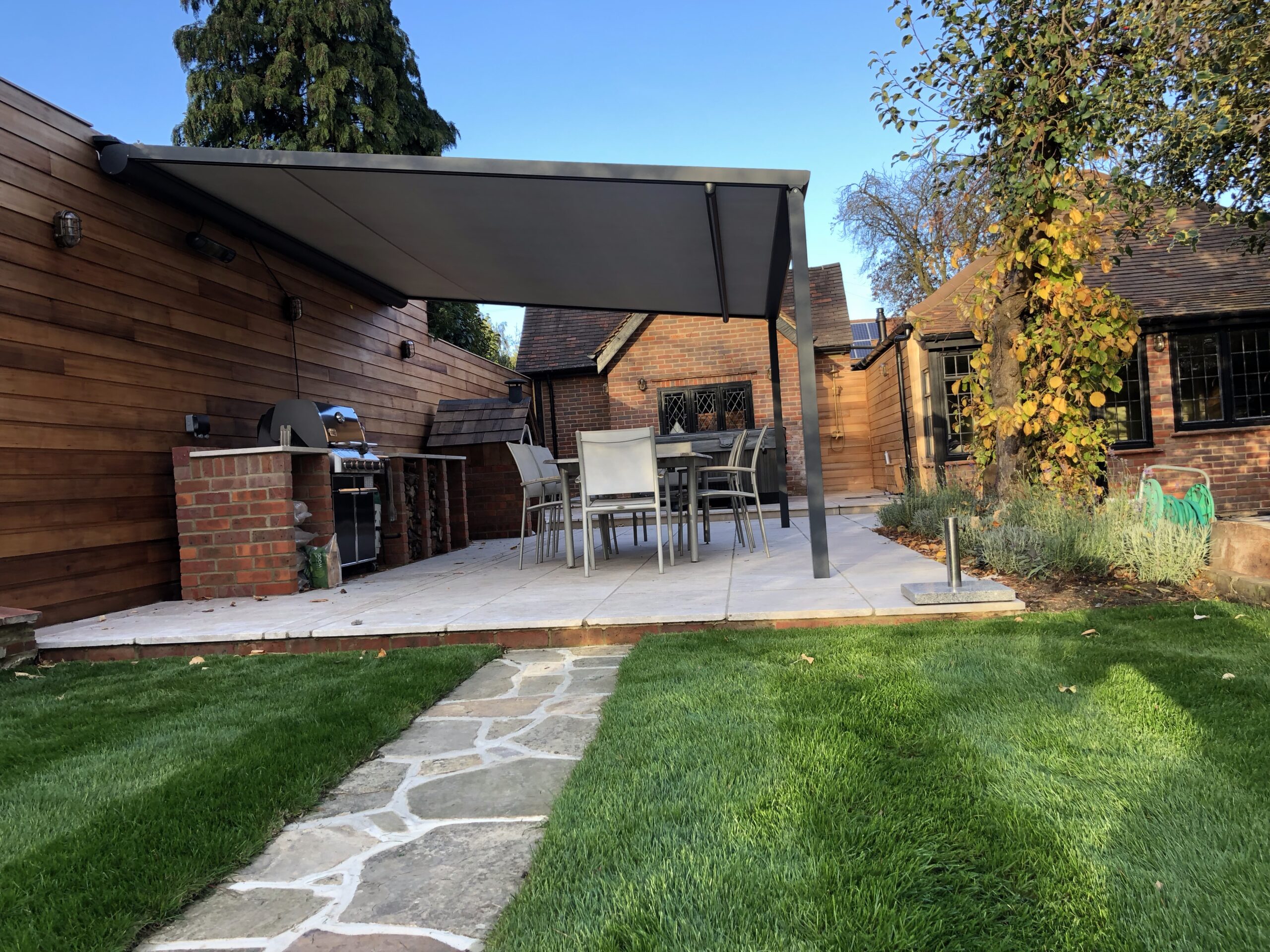 awning over outdoor kitchen
