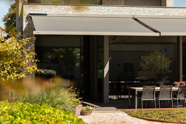 solar powered awning over bifold doors
